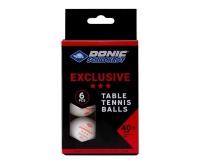 Мячики для н/тенниса DONIC EXCLUSIVE 3* 40+, 6 штук, белый